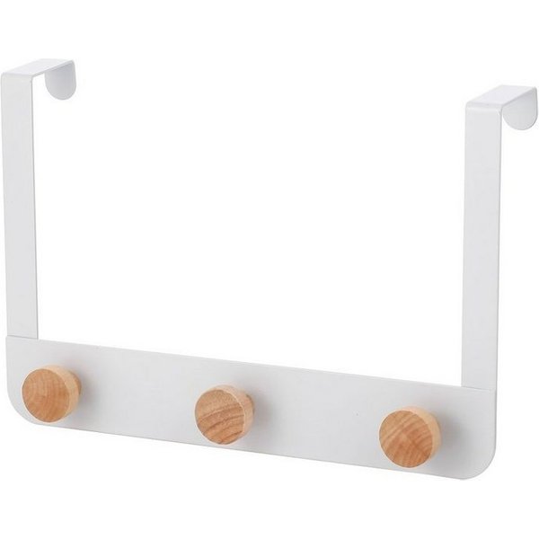 MSV Türgarderobe NAYA, Türen, Badezimmer, Küche, Schlafzimmer, Garderobe, Kleiderschränke, (3-St), Hakenleiste zum Einhängen aus Stahl, weiß matt, 3 Haken Holz 