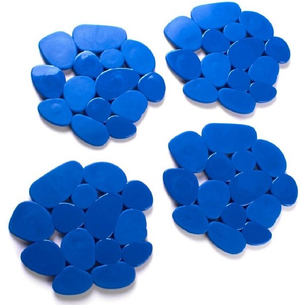 MSV Wanneneinlage KIESELSTEIN, B: 13 cm, L: 12.2 cm, Packung, 4-tlg., Anti-Rutsch-Pads für Dusche und Badewanne, 4-er Set, PVC, attraktive Kieselstein-Optik, 12