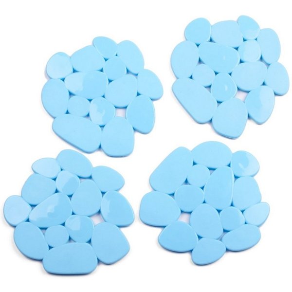 MSV Wanneneinlage KIESELSTEIN, B: 13 cm, L: 12.2 cm, Packung, 4-tlg., Anti-Rutsch-Pads für Dusche und Badewanne, 4-er Set, PVC, attraktive Kieselstein-Optik, 12