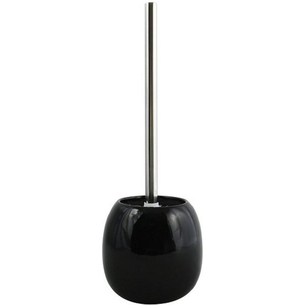 MSV WC-Garnitur JAVA, Toilettenbürste aus rostfreiem Edelstahl, Behälter aus hochwertiger Keramik, klassische Form, elegante Hochglanz-Optik, Farbe schwarz, Toi