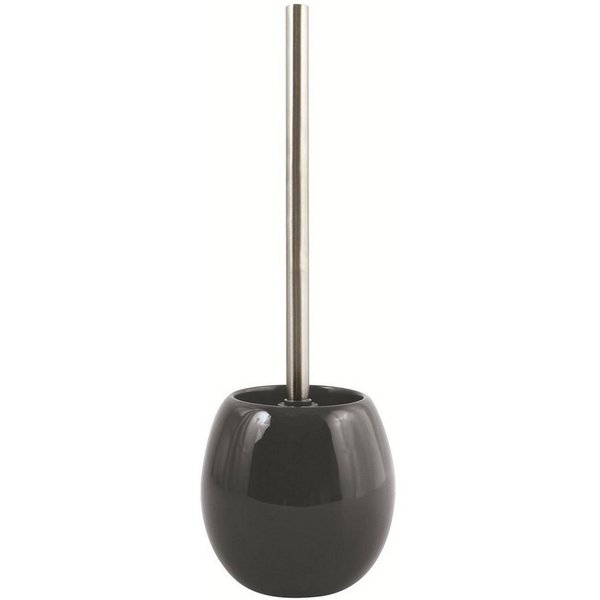 MSV WC-Garnitur JAVA, Toilettenbürste aus rostfreiem Edelstahl, Behälter aus hochwertiger Keramik, klassische Form, elegante Hochglanz-Optik, Farbe anthrazit, T