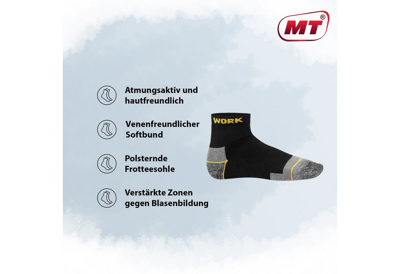 MT Arbeitssocken Herren robuste Arbeits- & Freizeit Kurzschaft Socken (6/12 Paar) – Bild 2 von 3
