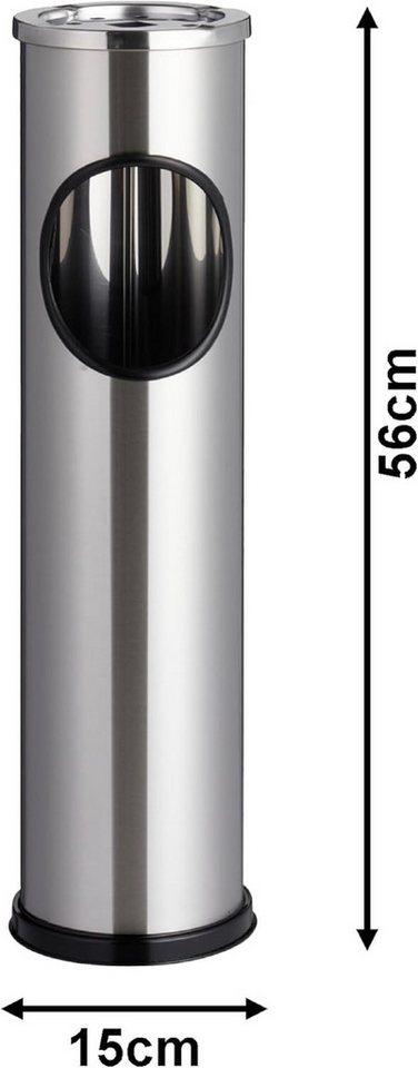 mucHome Aschenbecher Standaschenbecher m. Mülleimer Edelstahl Aschenbecher mit Mülleinwurf – Bild 3 von 3