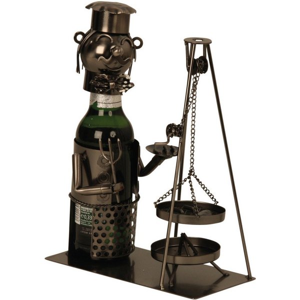 mucHome Bierflaschenhalter Grillmeister mit Schwengrill Schwenker aus Metall ca. 25cm, Flaschenhalter Flaschenständer