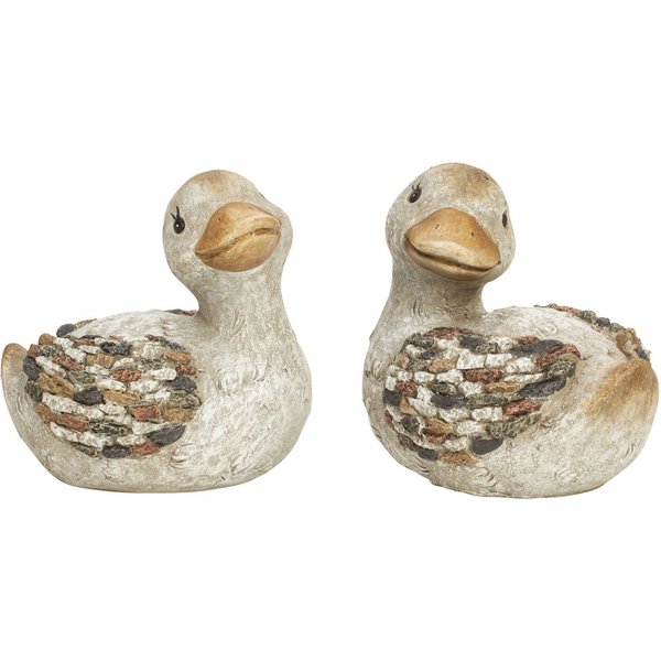 mucHome Gartenfigur Ente, grau-braun, Höhe 17cm aus Polyresin für Garten, Blumenbeete Figur