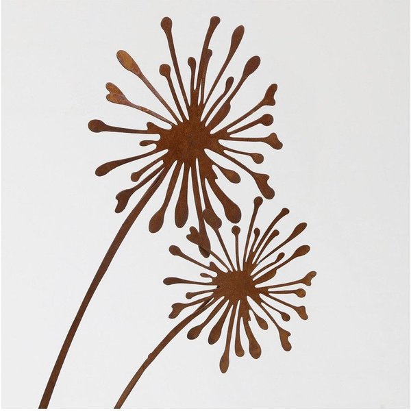 mucHome Gartenstecker Pusteblume Naturrost Höhe 75 oder 90cm
