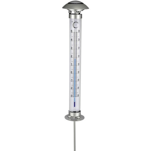mucHome Gartenthermometer XXL Thermometer Solar Beleuchtung Außenthermometer Erdspieß 112 cm