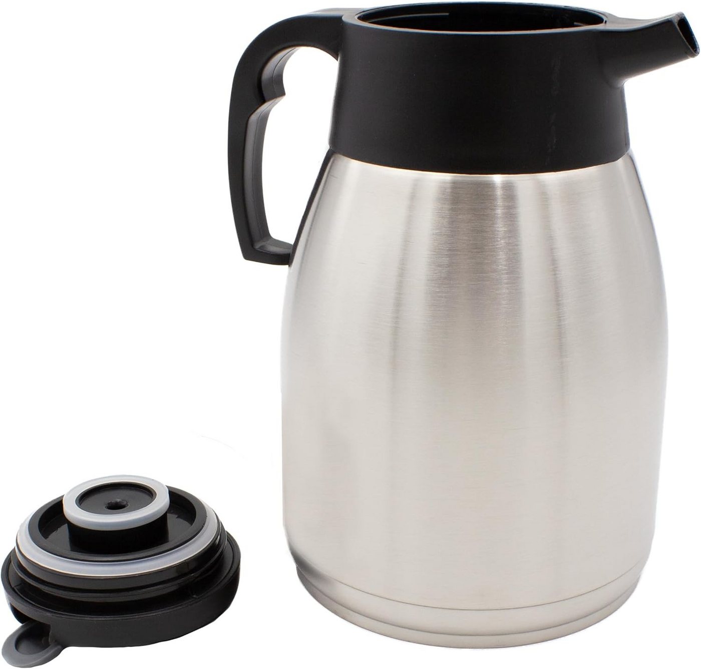 mucHome Isolierkanne Thermoskanne 1,5L Edelstahl Doppelwandig Kaffeekanne Einhandbedienung, 1,5 l – Bild 3 von 5