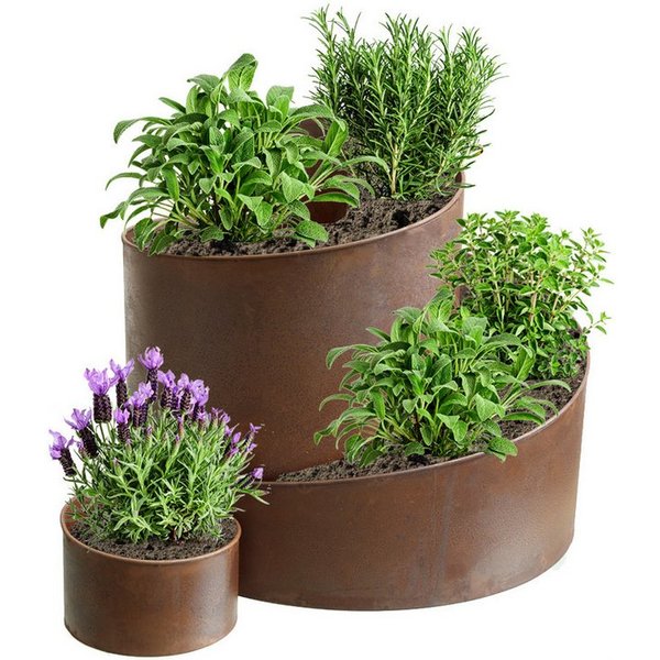 mucHome Kräuterspirale Kräuterschnecke Kräuterbeet aus Metall 58,5x43x41cm Rost Kräutertreppe