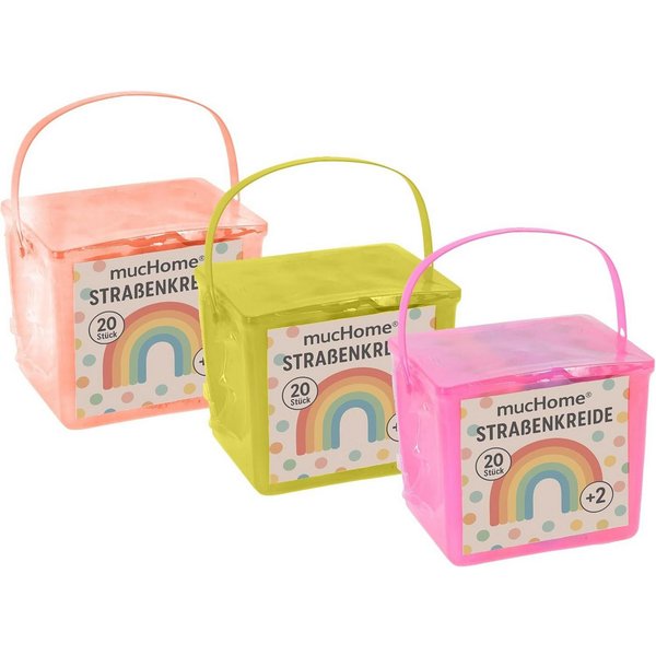 mucHome Malkreide Box Straßenkreide 5 verschiedene leuchtende Farben für Kinder