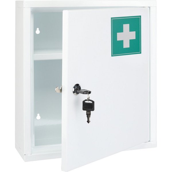 mucHome Medizinschrank aus Stahl, Weiß, 31,5x10x36 cm, Hängeschrank mit Schloss