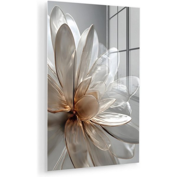MuchoWow Acrylglasbild Blume - Weiß - Neutral, Inkl. Aufhängung, Dekorative Bild für Küche & Wohnzimmer auf Glas, 20x30 cm