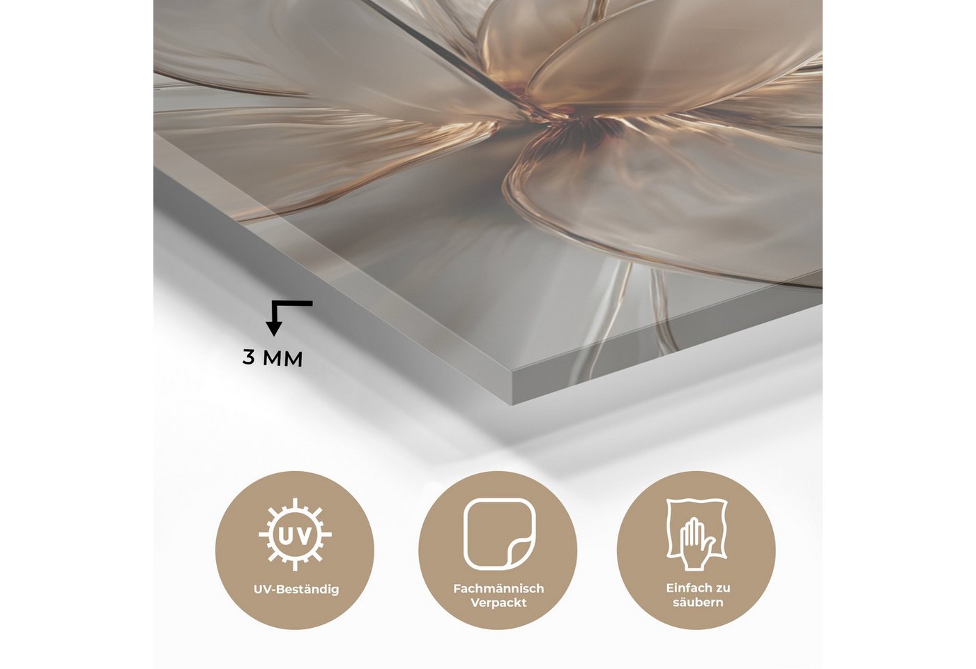 MuchoWow Acrylglasbild Blume - Weiß - Neutral, Inkl. Aufhängung, Dekorative Bild für Küche & Wohnzimmer auf Glas, 20x30 cm – Bild 3 von 5
