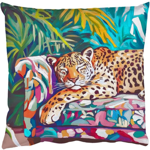MuchoWow Dekokissen Leopard - Bunt - Tropisch, Dekoration, Zierkissen, Kissen mit Füllung, 50x30 cm