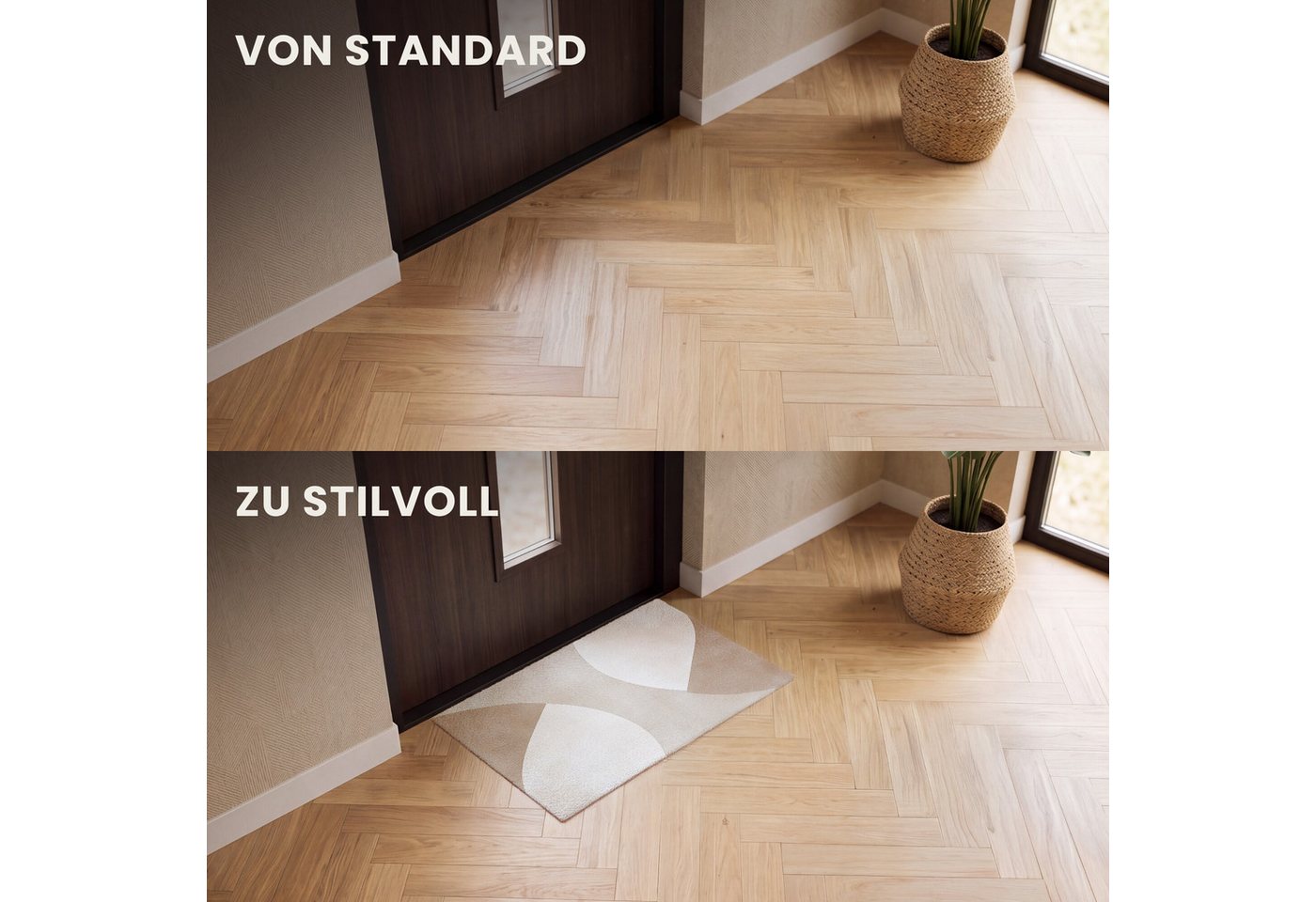 MuchoWow Fußmatte Braun - Japandi - Abstrakt, Rechteckig, innen Schmutzfangmatte, Tür, Schmutzfänger Flur, Teppich 60x40 cm – Bild 3 von 5