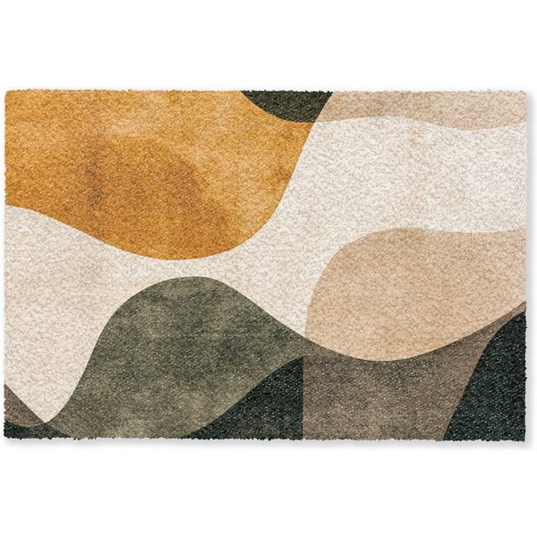 MuchoWow Fußmatte Formen - Ockergelb - Abstrakt, Rechteckig, innen Schmutzfangmatte, Tür, Schmutzfänger Flur, Teppich 60x40 cm