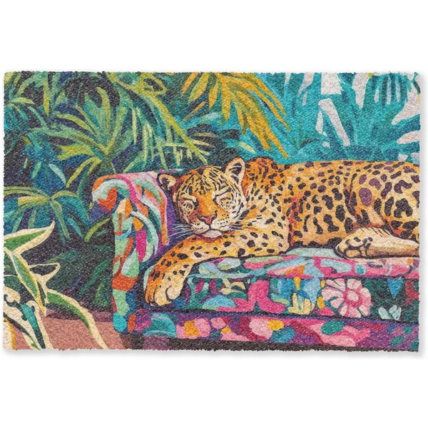 MuchoWow Fußmatte Leopard - Bunt - Tropisch, Rechteckig, innen Schmutzfangmatte, Tür, Schmutzfänger Flur, Teppich 60x40 cm
