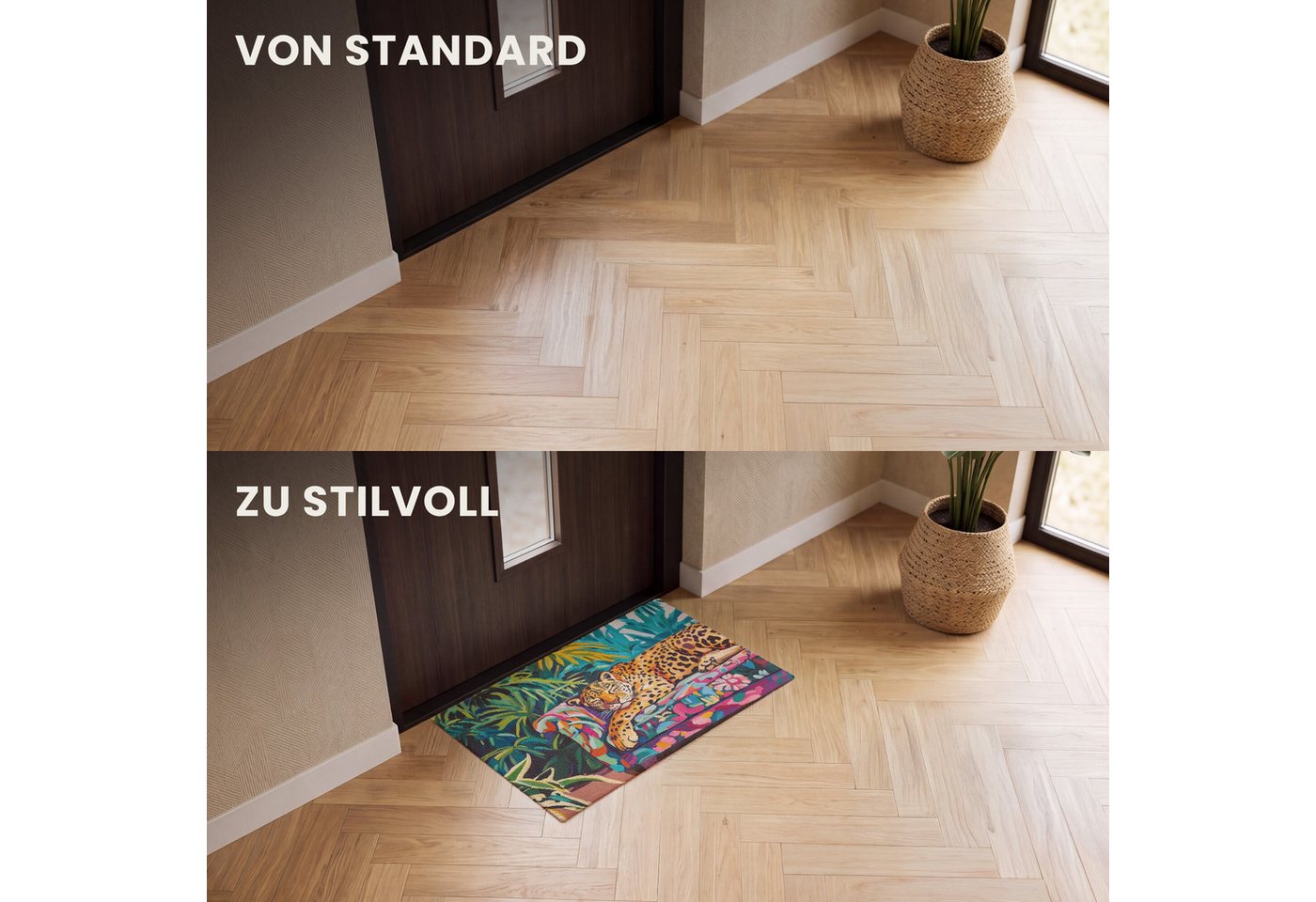 MuchoWow Fußmatte Leopard - Bunt - Tropisch, Rechteckig, innen Schmutzfangmatte, Tür, Schmutzfänger Flur, Teppich 60x40 cm – Bild 3 von 5