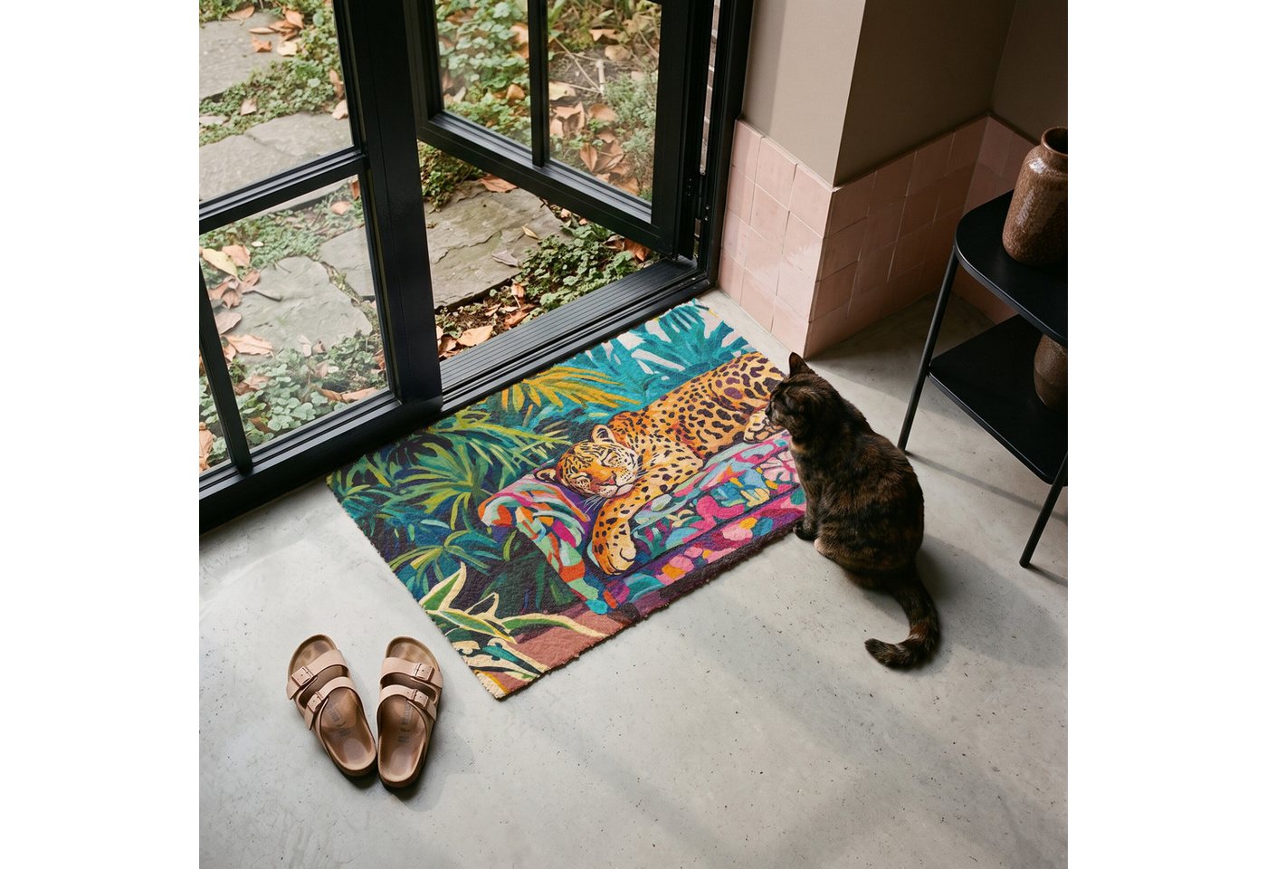 MuchoWow Fußmatte Leopard - Bunt - Tropisch, Rechteckig, innen Schmutzfangmatte, Tür, Schmutzfänger Flur, Teppich 60x40 cm – Bild 4 von 5