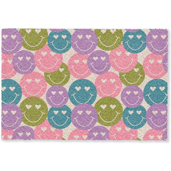 MuchoWow Fußmatte Muster - Smiley - Bunt - Herzen, Rechteckig, innen Schmutzfangmatte, Tür, Schmutzfänger Flur, Teppich 60x40 cm