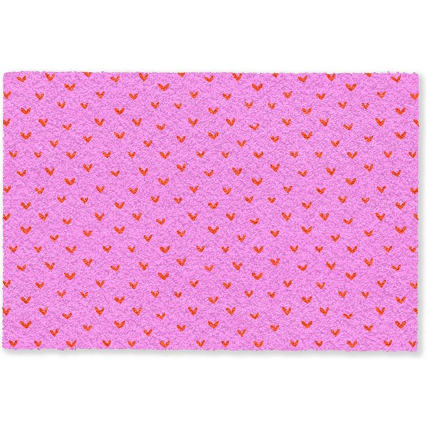 MuchoWow Fußmatte Rot - Herzen - Rosa - Muster, Rechteckig, innen Schmutzfangmatte, Tür, Schmutzfänger Flur, Teppich 60x40 cm