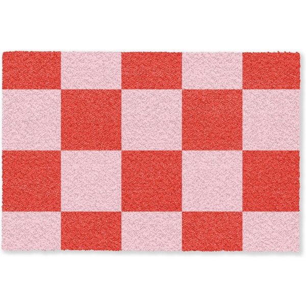 MuchoWow Fußmatte Schachbrettmuster - Rot - Rosa - Würfel, Rechteckig, innen Schmutzfangmatte, Tür, Schmutzfänger Flur, Teppich 60x40 cm