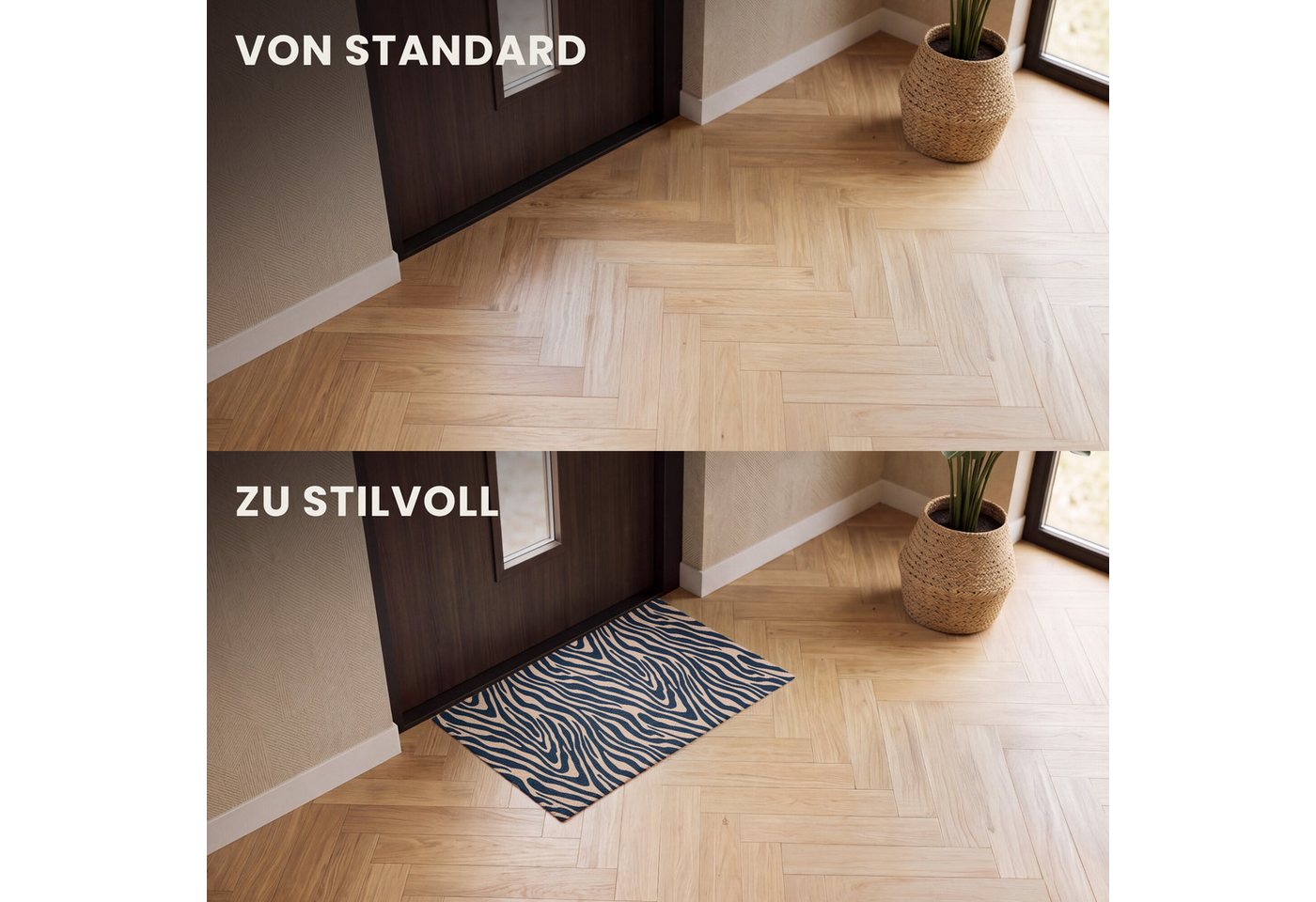 MuchoWow Fußmatte Zebra - Muster - Blau - Beige, Rechteckig, innen Schmutzfangmatte, Tür, Schmutzfänger Flur, Teppich 60x40 cm – Bild 3 von 5