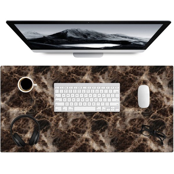 MuchoWow Gaming Mauspad Braun - Gold - Marmor (1-St), Gaming Mauspad XXL, Schreibtischunterlage, Desk Mat Groß, 80x40 cm