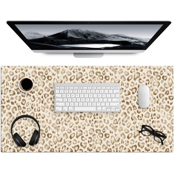 MuchoWow Gaming Mauspad Leopard - Klassisch - Beige (1-St), Gaming Mauspad XXL, Schreibtischunterlage, Desk Mat Groß, 80x40 cm