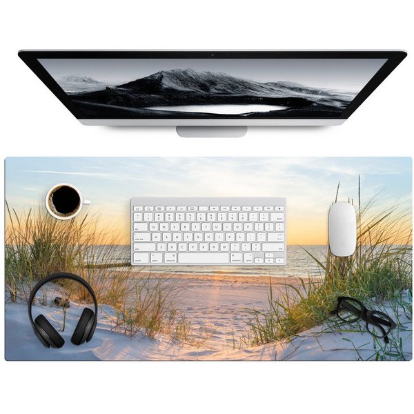 MuchoWow Gaming Mauspad Strand - Sonne - Düne - Gras - Sand - Horizont (1-St), Gaming Mauspad XXL, Schreibtischunterlage, Desk Mat Groß, 80x40 cm
