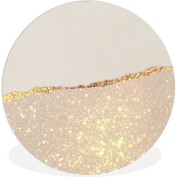 MuchoWow Gemälde Gold - Rosa - Glitzer - Schick - Design, Fotodruck (1 St), Kreis Wanddekoration, Rundes Wandbild, 30x30 cm