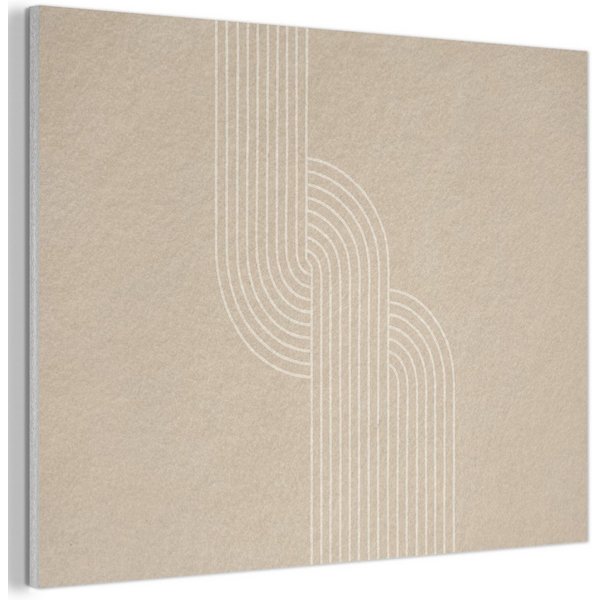 MuchoWow Gemälde Parallele Linien - Leichte Textur - Beige, Fotodruck (1 St), Akustikpaneele PET-Filz, Akustikbild, Schalldämmung, Deko 40x30 cm