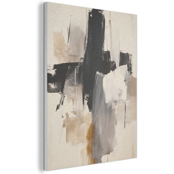 MuchoWow Gemälde Pinselstriche - Grob - Abstrakt - Beige, Fotodruck (1 St), Akustikpaneele PET-Filz, Akustikbild, Schalldämmung, Deko 40x30 cm