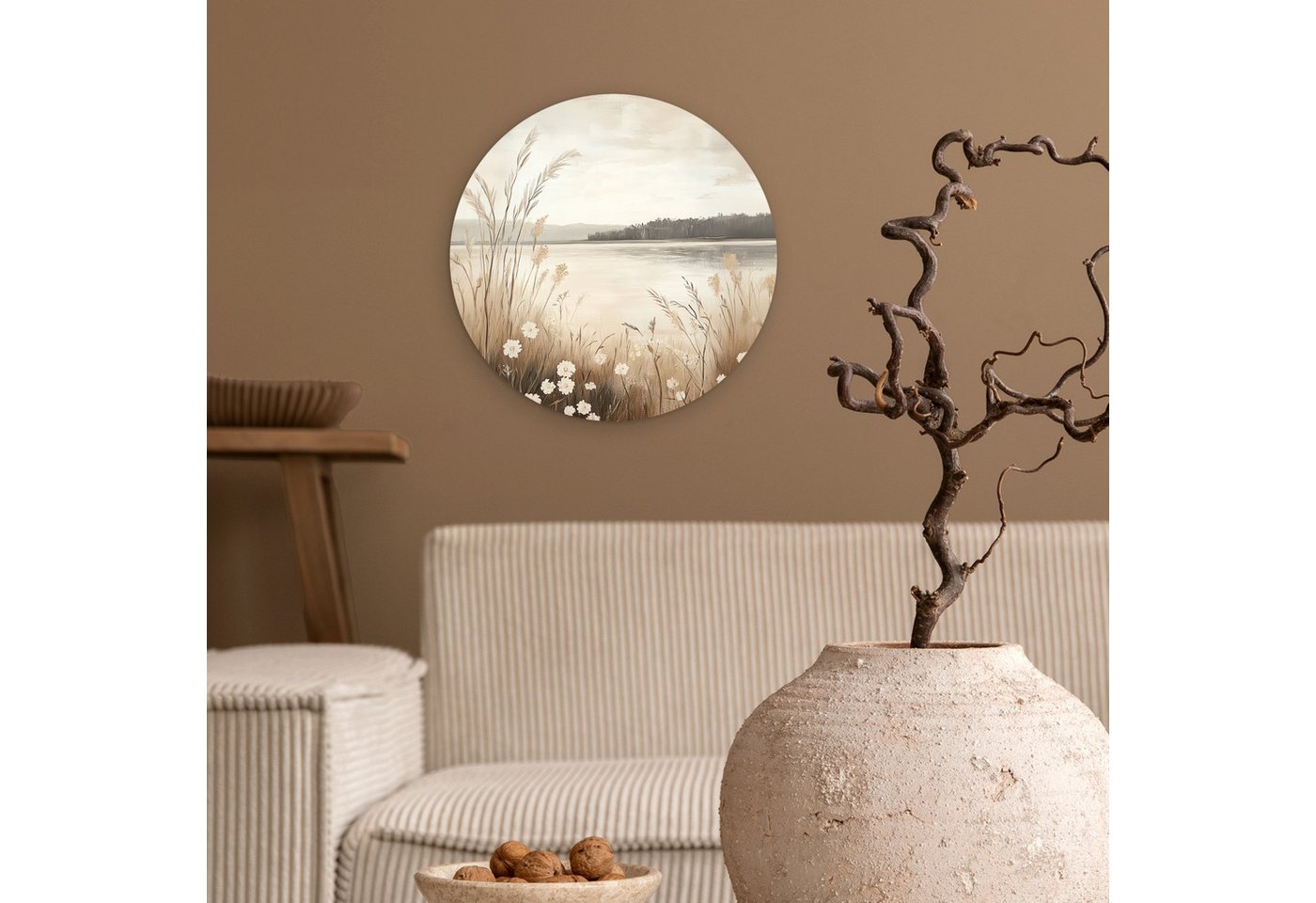 MuchoWow Gemälde See - Wasser - Natur - Beige, Fotodruck (1 St), Kreis Wanddekoration, Rundes Wandbild, 30x30 cm – Bild 2 von 5