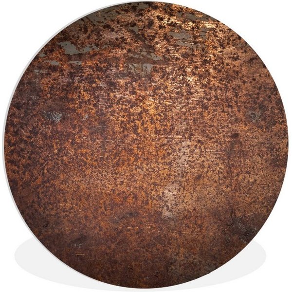 MuchoWow Gemälde Stahl - Rost - Bronze - Struktur, Fotodruck (1 St), Kreis Wanddekoration, Rundes Wandbild, 30x30 cm