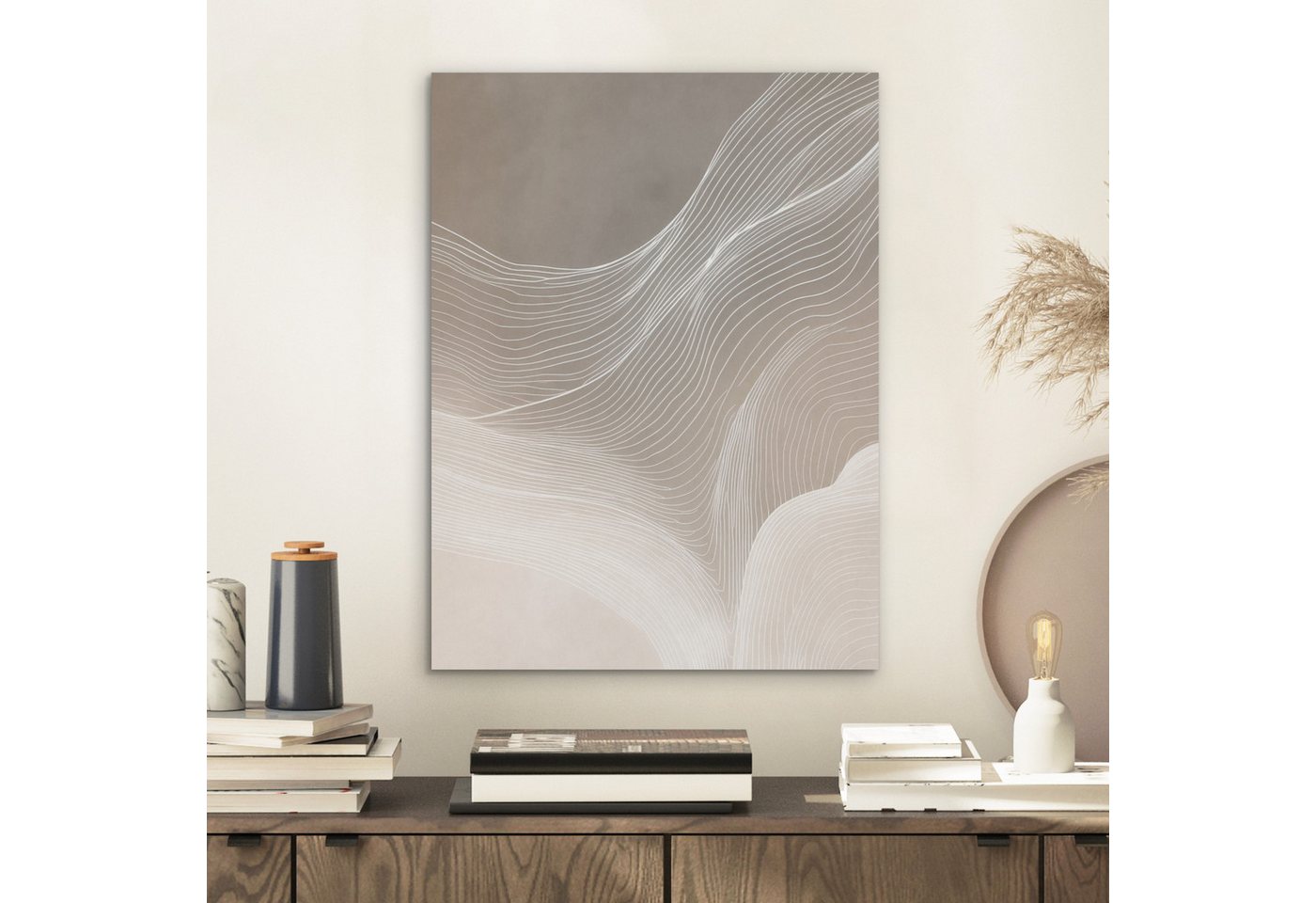 MuchoWow Gemälde Wellenlinien - Luftströme - Harmonisch, Fotodruck (1 St), Akustikpaneele, Wandpaneele, Schalldämmung, Akustikbilder 30x40 cm – Bild 2 von 5