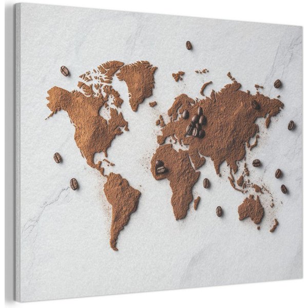 MuchoWow Gemälde Weltkarte - Kaffee - Marmor, Fotodruck (1 St), Akustikpaneele, Wandpaneele, Schalldämmung, Akustikbilder 30x40 cm