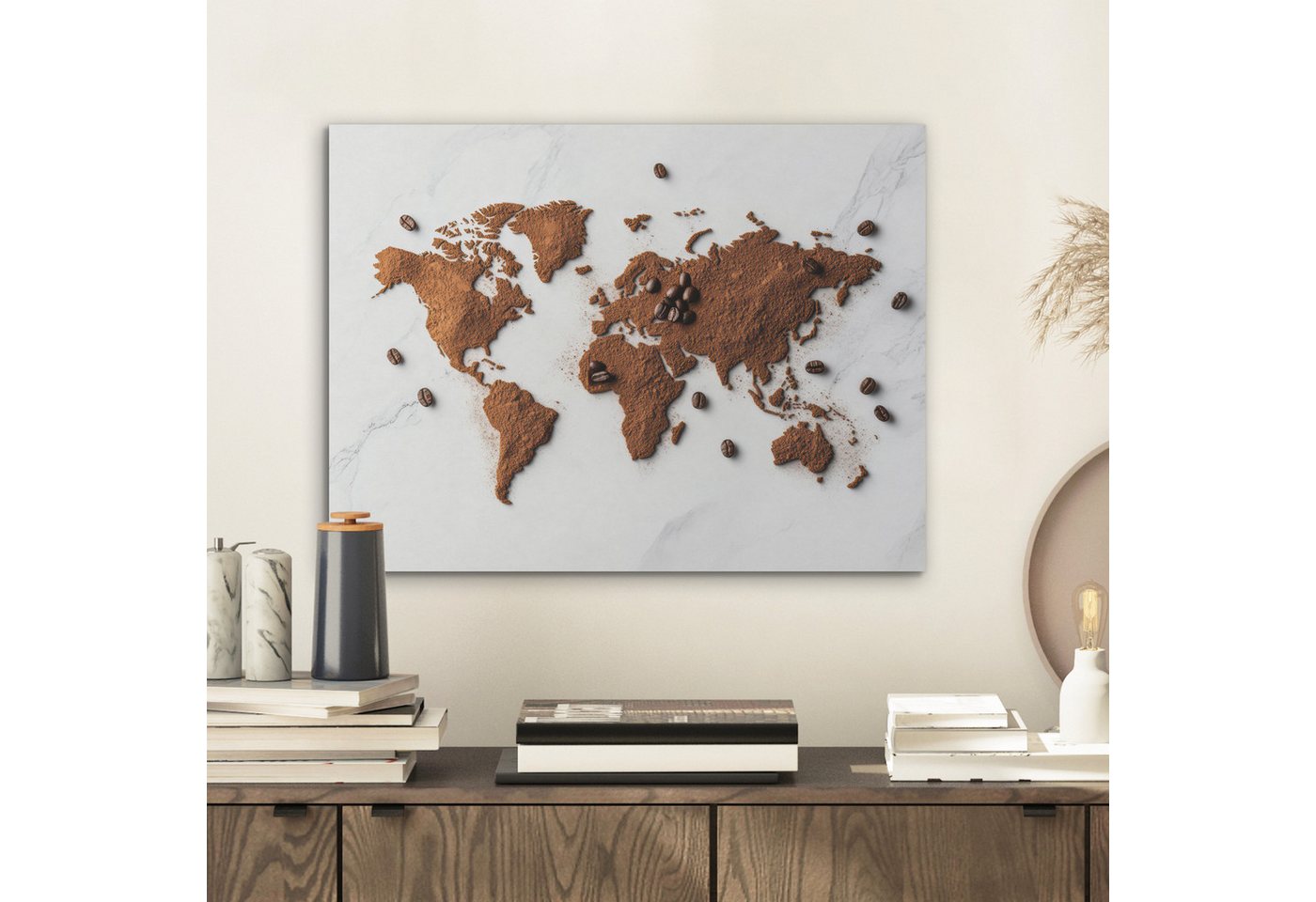 MuchoWow Gemälde Weltkarte - Kaffee - Marmor, Fotodruck (1 St), Akustikpaneele, Wandpaneele, Schalldämmung, Akustikbilder 30x40 cm – Bild 2 von 5