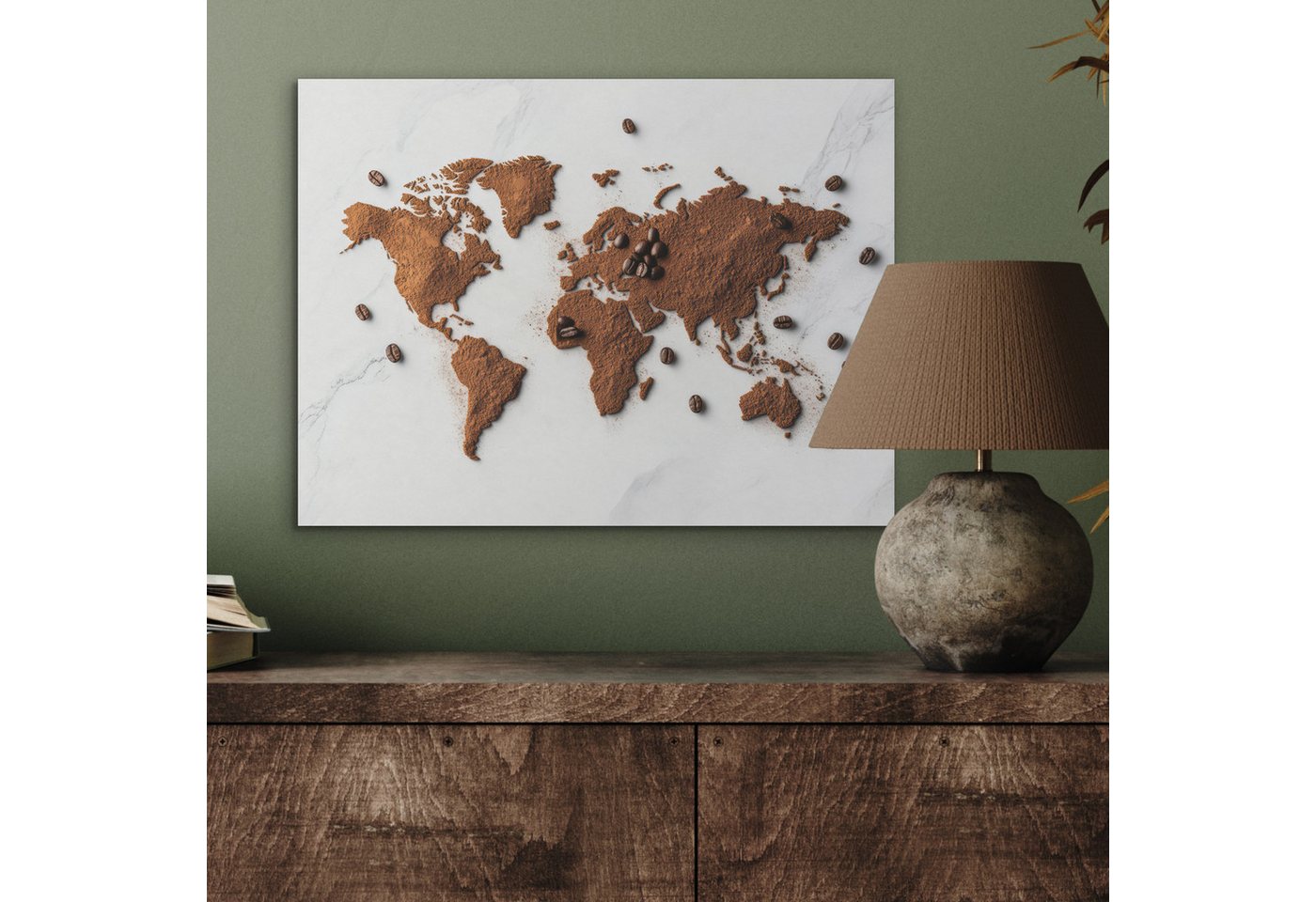 MuchoWow Gemälde Weltkarte - Kaffee - Marmor, Fotodruck (1 St), Akustikpaneele, Wandpaneele, Schalldämmung, Akustikbilder 30x40 cm – Bild 3 von 5