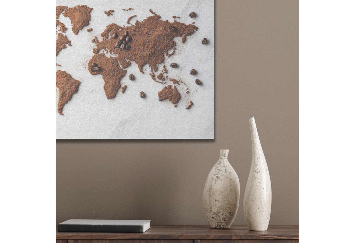 MuchoWow Gemälde Weltkarte - Kaffee - Marmor, Fotodruck (1 St), Akustikpaneele, Wandpaneele, Schalldämmung, Akustikbilder 30x40 cm – Bild 4 von 5
