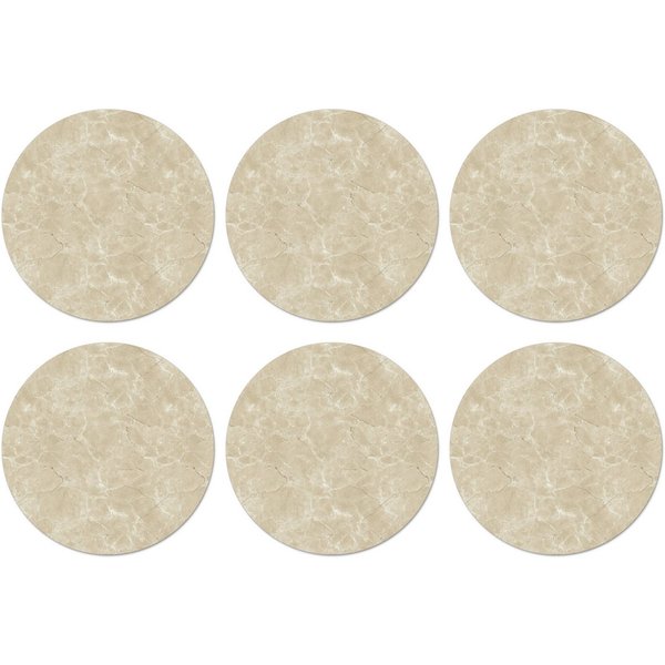 MuchoWow Glasuntersetzer Hellbeige - Marmor - Diffusionsäderung, Zubehör für Gläser, 6-tlg., Getränkeuntersetzer, Rund, Tassenuntersetzer Kork, 10x10 cm