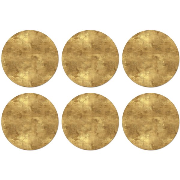 MuchoWow Glasuntersetzer Industriell - Textur - Gold, Zubehör für Gläser, 6-tlg., Getränkeuntersetzer, Rund, Tassenuntersetzer Kork, 10x10 cm