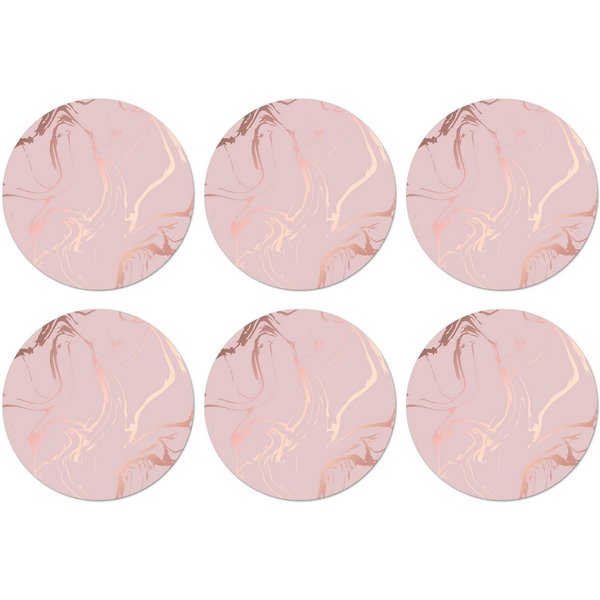 MuchoWow Glasuntersetzer Marmor - Roségold - Linie, Zubehör für Gläser, 6-tlg., Getränkeuntersetzer, Rund, Tassenuntersetzer Kork, 10x10 cm