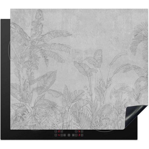 MuchoWow Herd-Abdeckplatte Beton - Muster - Grau, Vinyl, (1 tlg), Herdabdeckplatten für Ceranfeld, Induktionsschutz, 65x55 cm
