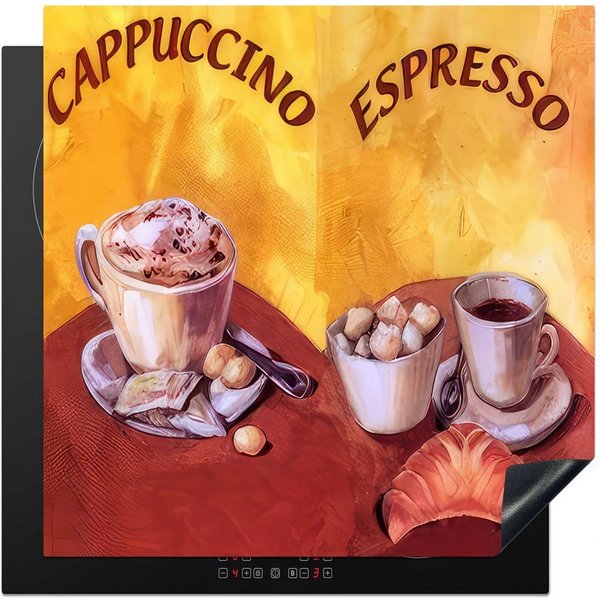 MuchoWow Herd-Abdeckplatte Cappuccino - Espresso - Kaffee - Vintage, Vinyl, (1 tlg), Abdeckung Induktionskochfeld Schutzmatte, Küche Deko, 65x52 cm