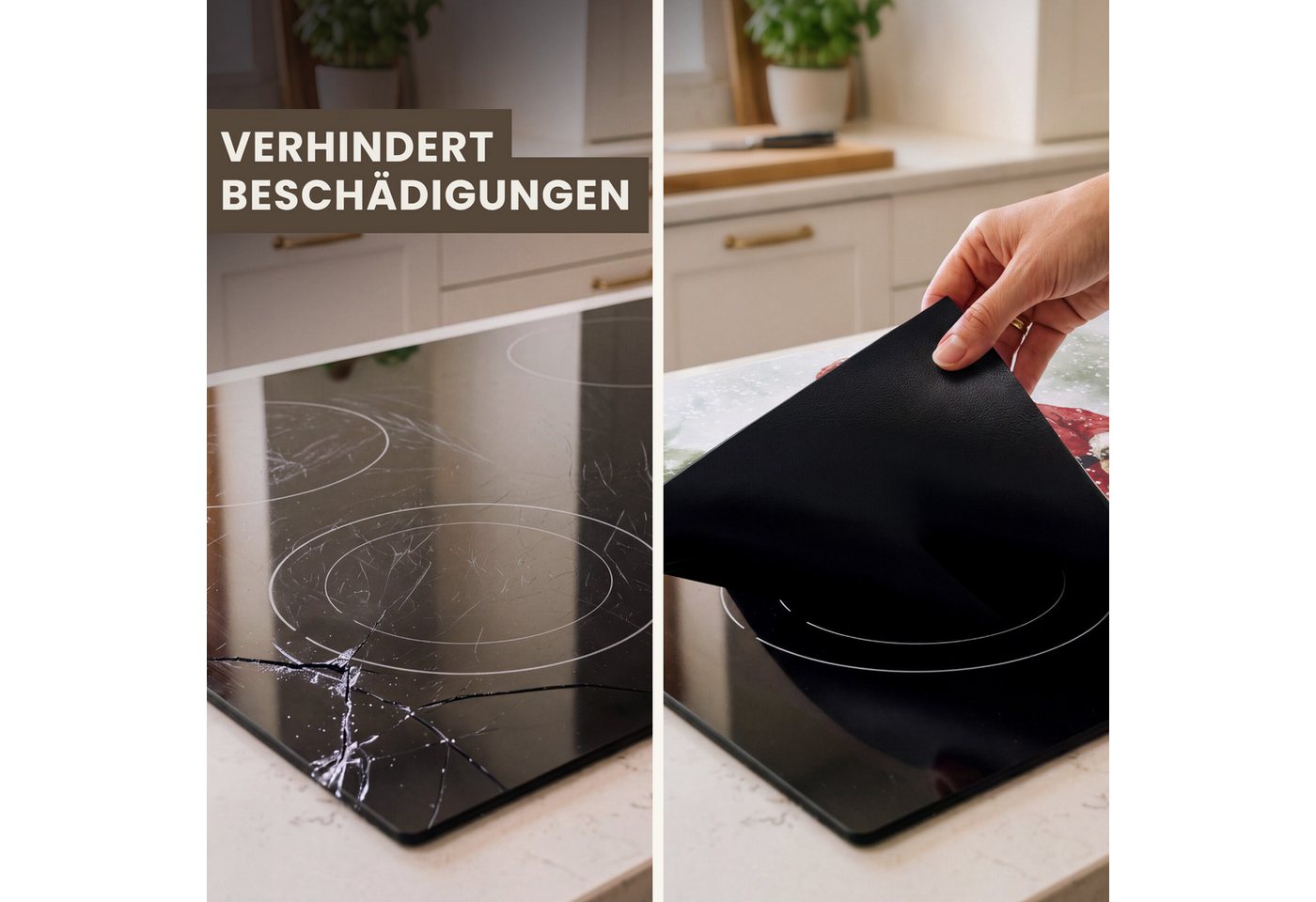 MuchoWow Herd-Abdeckplatte Weihnachtsmann - Winter - Schnee - Weiß - Rot, Vinyl, (1 tlg), Cerankochfeld Abdeckung, Herd Abdeckplatten Vinyl, 58x59 cm – Bild 3 von 5