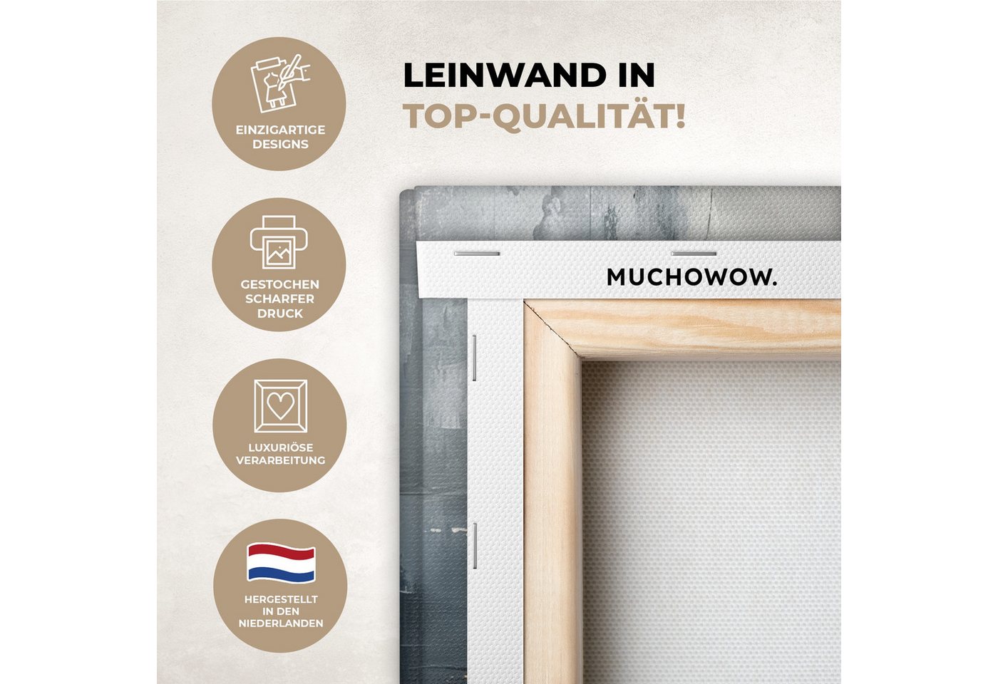 MuchoWow Leinwandbild Abstrakt - Grau - Gold - Modern, Fotodruck (3 St), Wand Bilder 3 Set, Deko Schlafzimmer Wohnzimmer Flur 60x40 cm – Bild 3 von 5