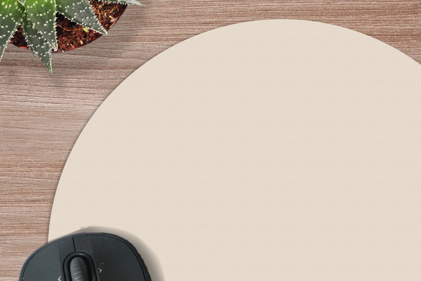 MuchoWow Mauspad Beige - Unifarben (1-St), Büro für Tastatur und Maus, Mousepad Gaming, Rund 20x20 cm – Bild 2 von 5