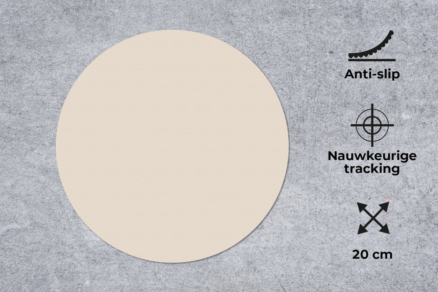 MuchoWow Mauspad Beige - Unifarben (1-St), Büro für Tastatur und Maus, Mousepad Gaming, Rund 20x20 cm – Bild 3 von 5