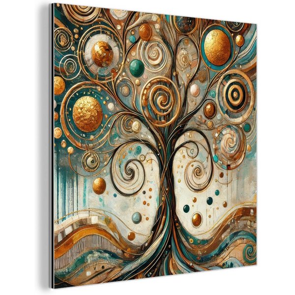 MuchoWow Metallbild Baum des Lebens - Baum - Abstrakt - Modern, Inkl. Aufhängung, Alu-Dibond-Druck, Wandbild aus Metall, Aluminium deko, 20x20 cm